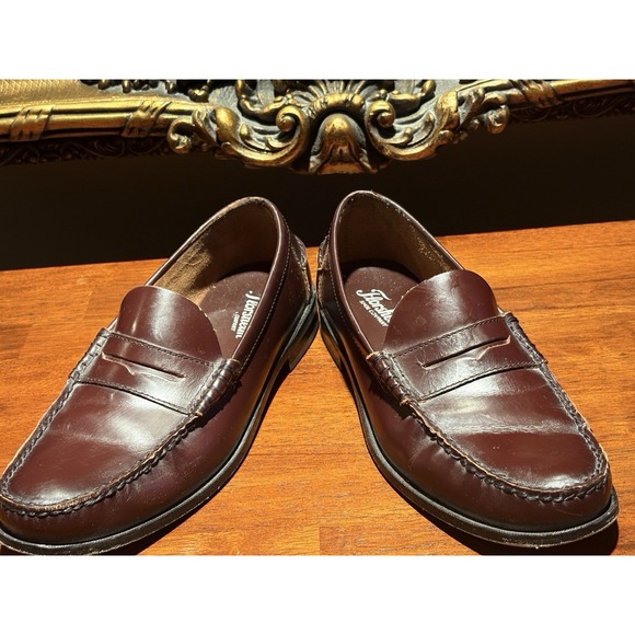 Florsheim Penny Loafer Black Leather Shoes Slip-On Leather Moc Toe Mens 9.5D - Picture 7 of 9